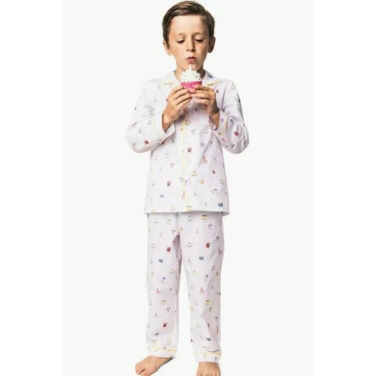 Petite Plume Unisex Kids' White Birthday Wishes Pajama Set 12 Nwt